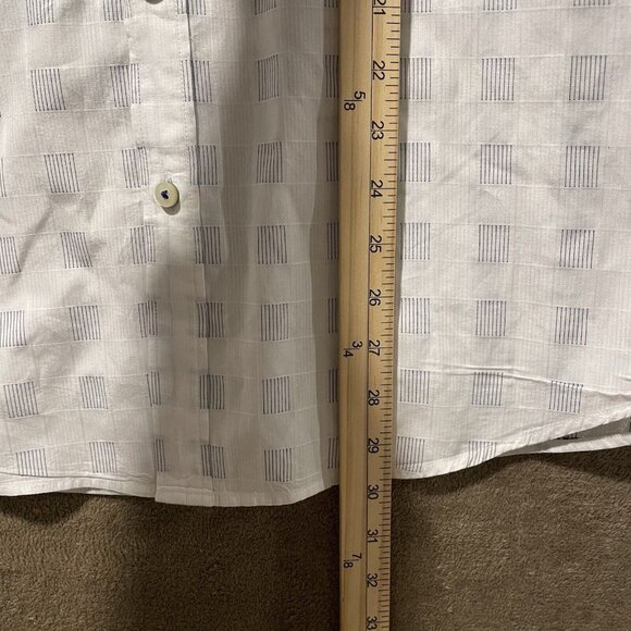 Tommy Bahama Button Down Men's Size XL Island Modern Fit White Shirt Squares - Picture 7 of 8